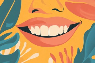 微笑脸庞与绿植的活力画面