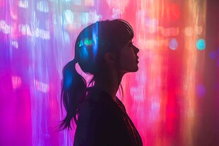 光影中的少女侧影