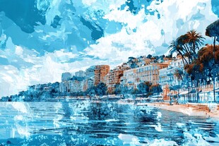 蓝色海滨城市美丽景致