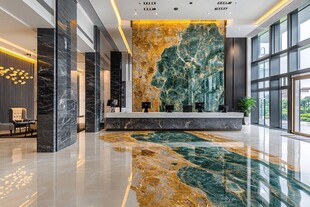 豪华大理石装饰的酒店大堂