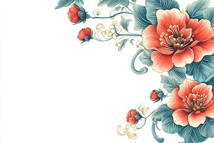 中式花卉角隅图案设计