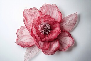 手工粉色纱质花朵装饰品