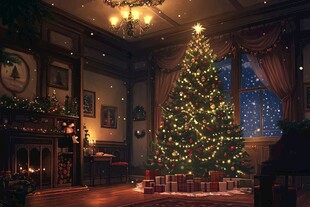 温馨典雅的圣诞室内场景