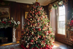 华丽圣诞屋内的璀璨圣诞树