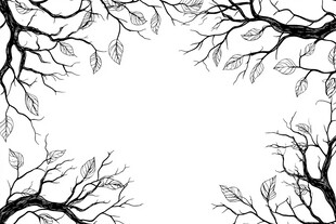 黑白树枝边框装饰图案