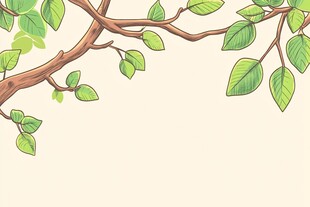 枝头绿叶插画