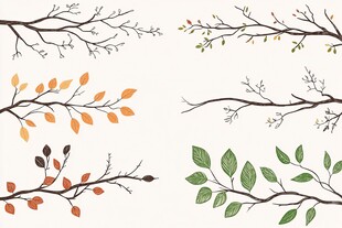多样枝叶插画素材