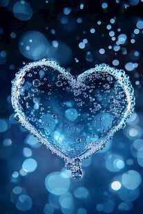 蓝色梦幻心形气泡背景图
