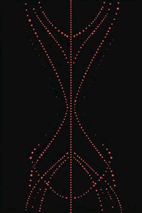 红色粒子构成的抽象对称图案