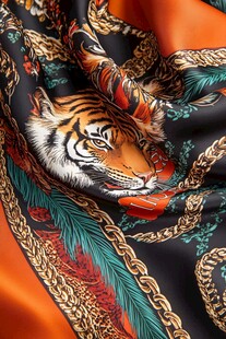 老虎图案奢华丝绸面料