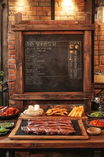 复古风餐厅的美味烤肉展示
