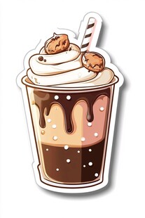 美味巧克力奶油冰饮贴纸