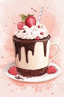 甜蜜草莓巧克力奶昔杯