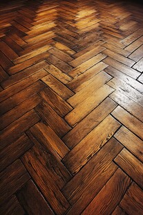 复古人字拼木地板特写