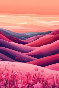 梦幻粉紫山川花卉美景