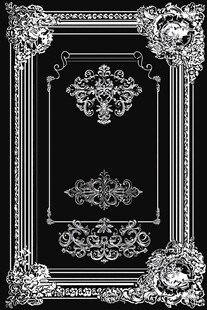 复古黑白花纹装饰边框图案