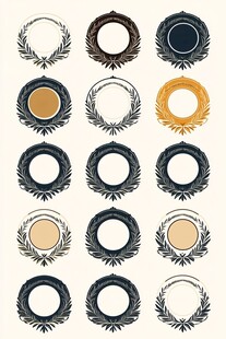 多样复古花环徽章设计元素