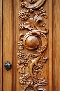 精致木雕门饰细节展示