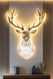 发光鹿头墙饰 艺术氛围感
