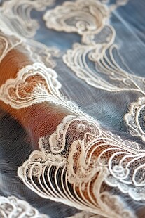 精致白色蕾丝面料细节