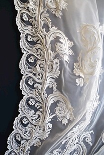 精美蕾丝婚纱面料细节