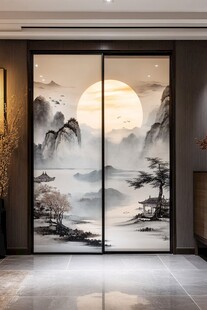 中式山水艺术移门装饰