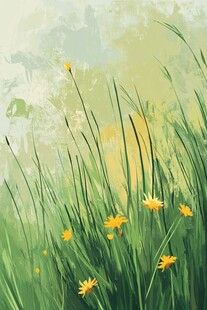 春日草地间的黄色小花