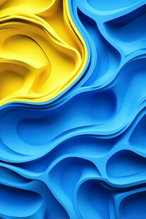 蓝黄渐变立体波纹背景图