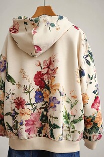 花卉印花连帽卫衣