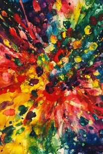 绚丽多彩的水彩颜料飞溅图