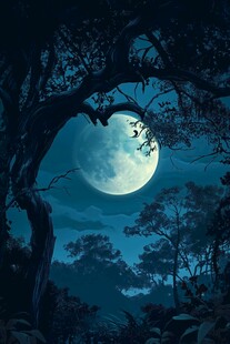 月夜森林奇幻景象