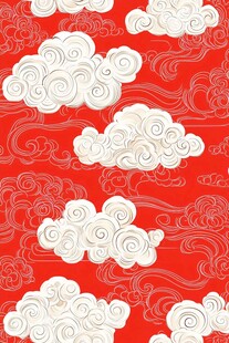 红色祥云图案背景纹理
