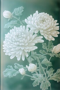 白色菊花艺术插画