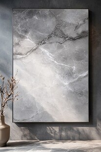 简约大理石装饰画与花瓶