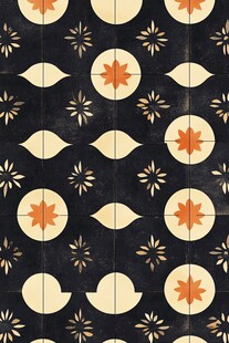 复古风几何花卉图案壁纸