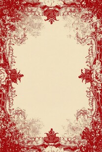复古红花纹饰边框背景图