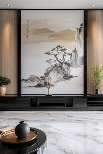 中式客厅水墨山水装饰画