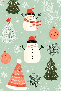 圣诞雪人装饰元素插画