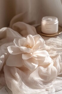 素雅白花与柔纱静谧场景