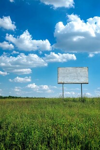 草原上空的空白广告牌