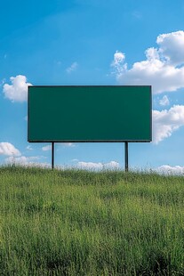 草原上的空白广告牌