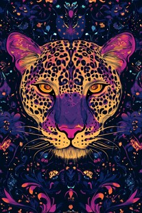 神秘豹头的梦幻艺术图案