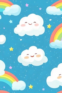 可爱云朵彩虹梦幻背景图