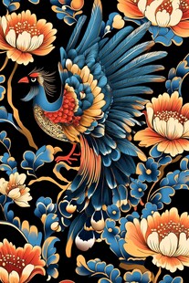 凤凰戏牡丹中式精美图案