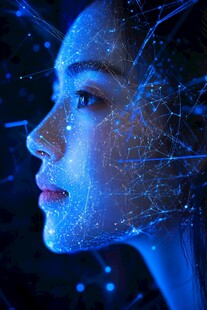 科技感女性脸部光影画面