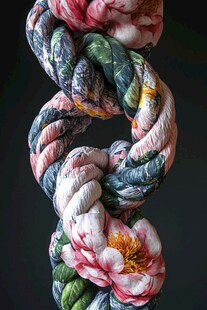 多彩花卉图案绳结艺术