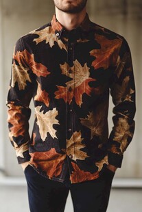 枫叶印花男士长袖衬衫