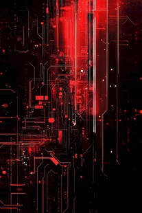 红色炫酷科技风电路背景