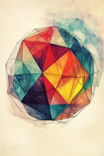 多彩几何球体艺术插画