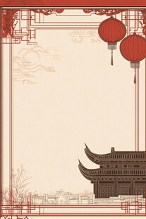 中式古风灯笼楼阁背景图